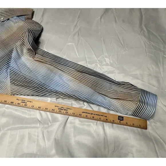 Cutter & Buck Check Dress Shirt Button Down Tan White Gold 2XLT 100% Cotton - Picture 8 of 14